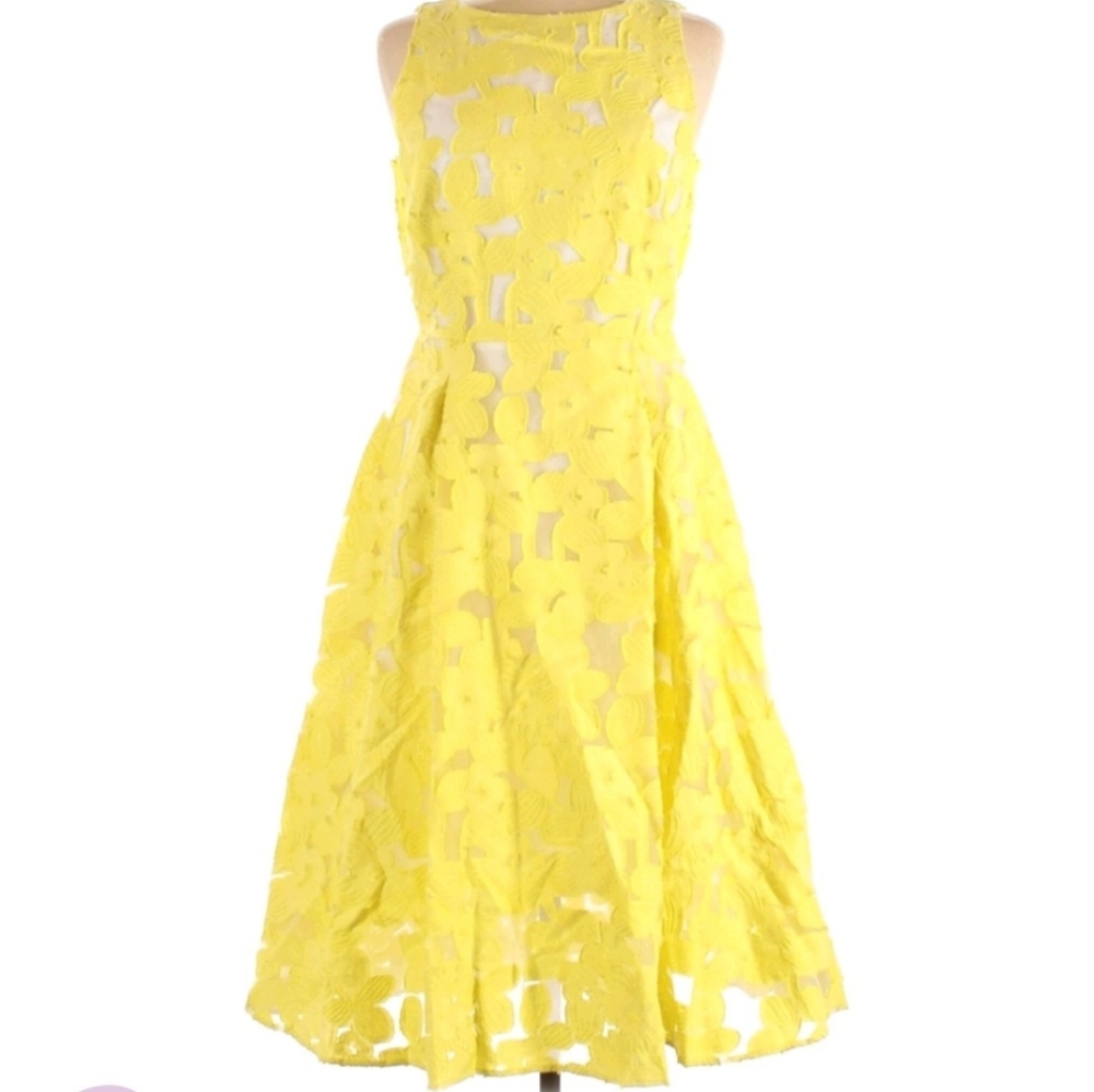 TU Antonio Melani yellow floral lace dress